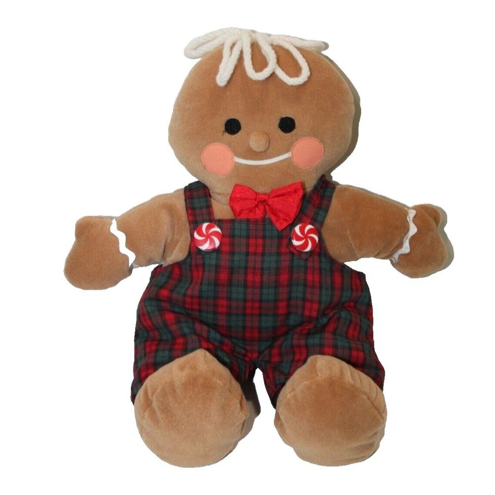 Gibson Greetings 1994 Gingerbread Friends Man Boy Plush Toy Christmas Vintage